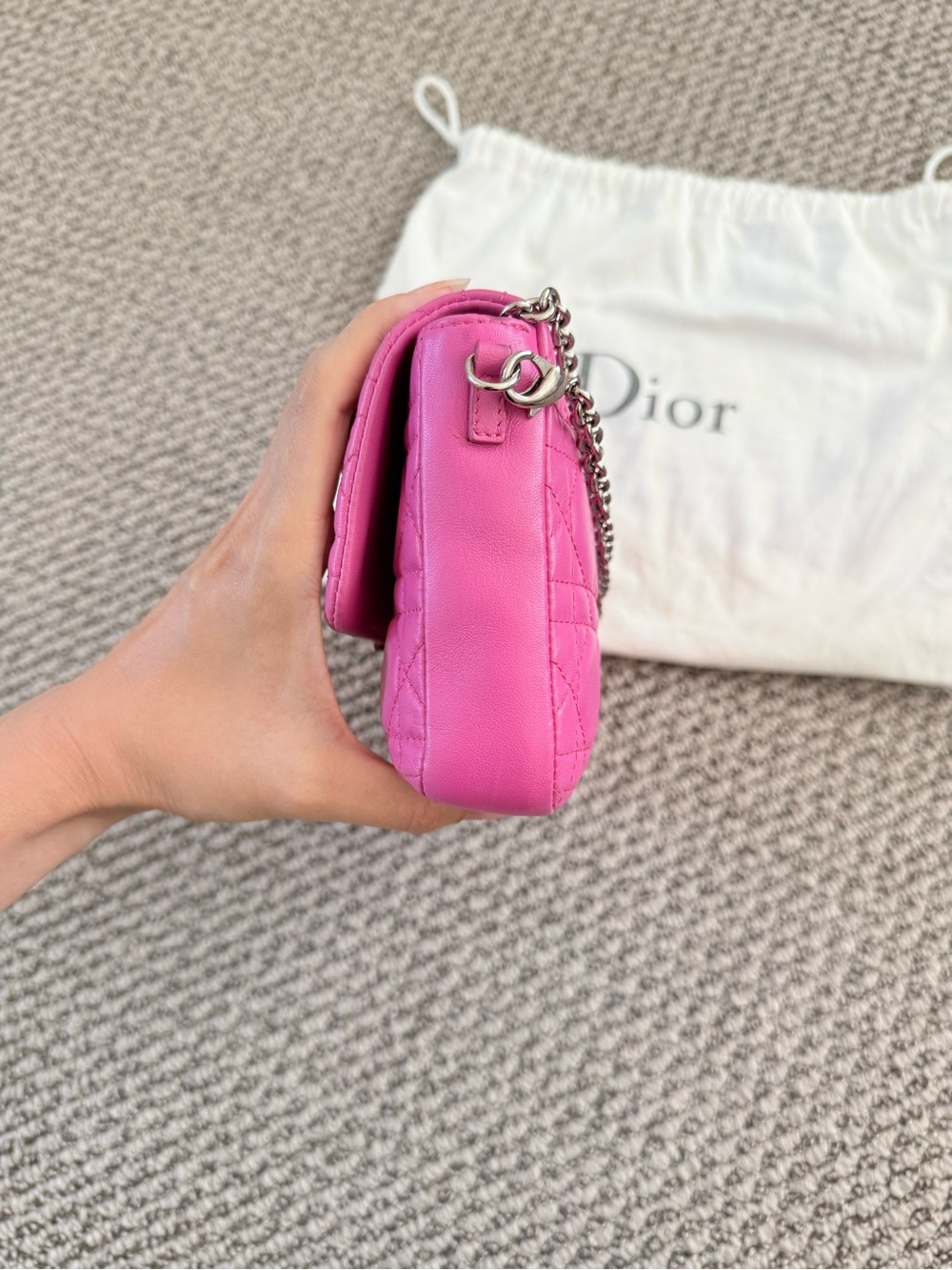 Dior Miss Dior Pink Cannage Leather Chain Bag Silver Hardware - Picture 8 of 12